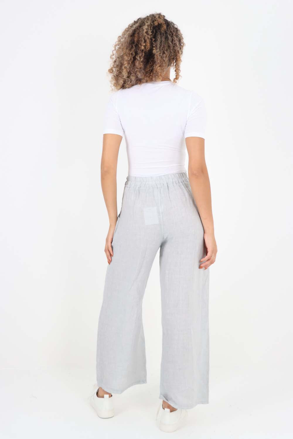 Italian Plain Linen Palazzo Trouser