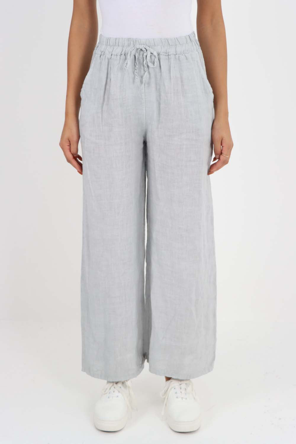 Italian Plain Linen Palazzo Trouser