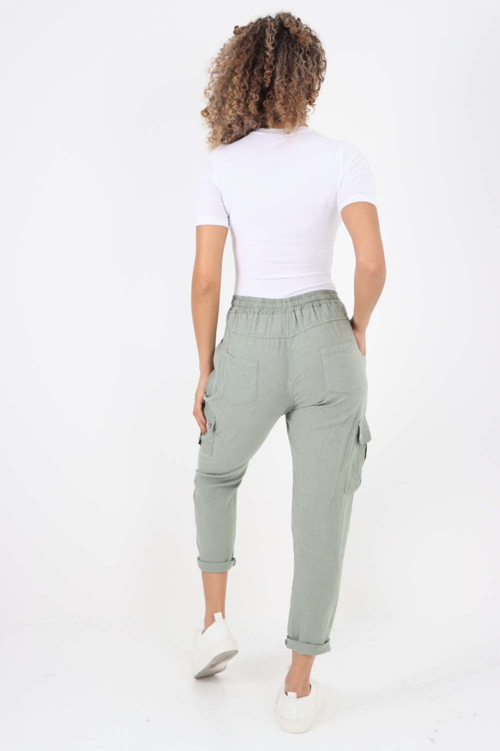 Italian Full Length Linen Cargo Pants