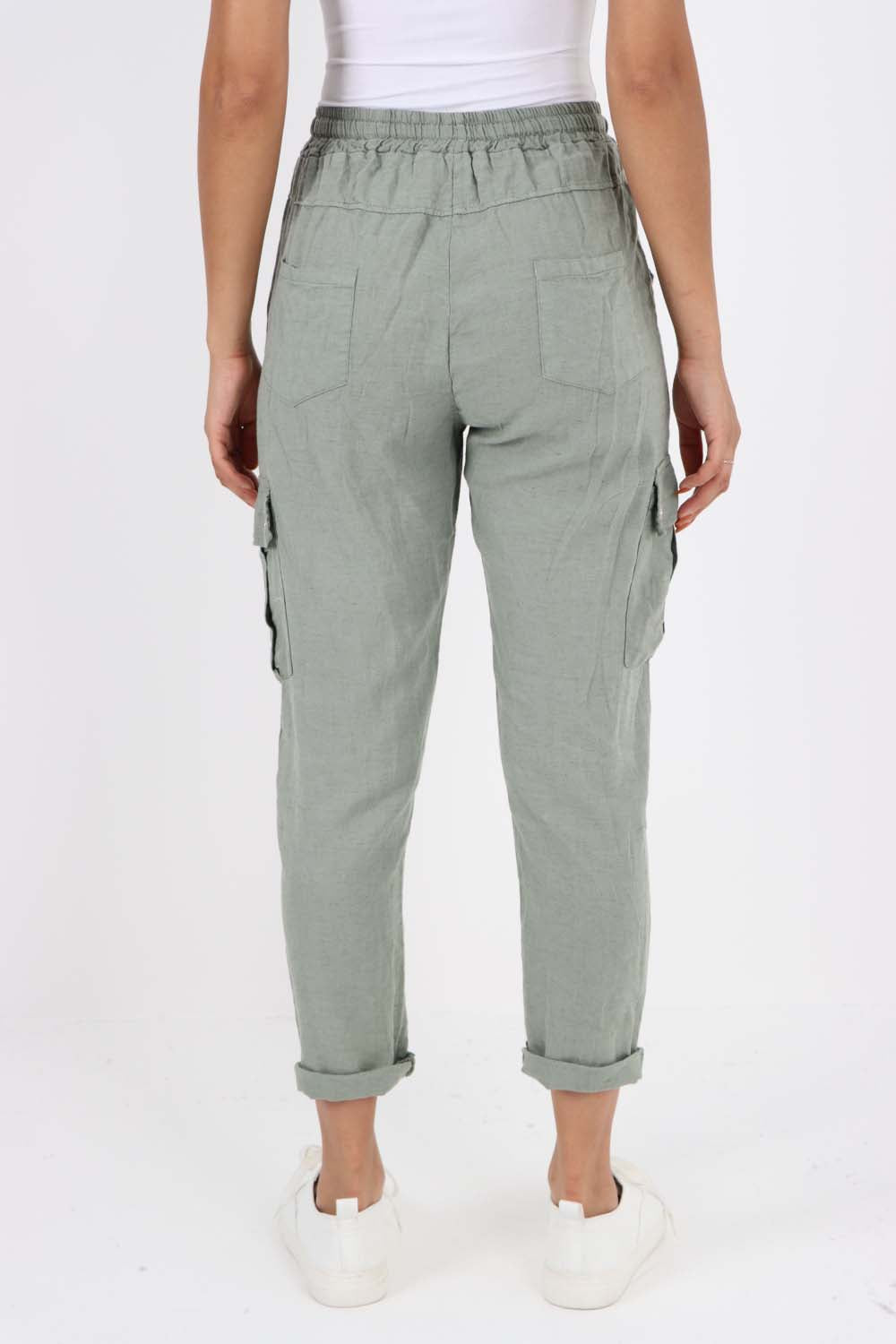 Italian Full Length Linen Cargo Pants