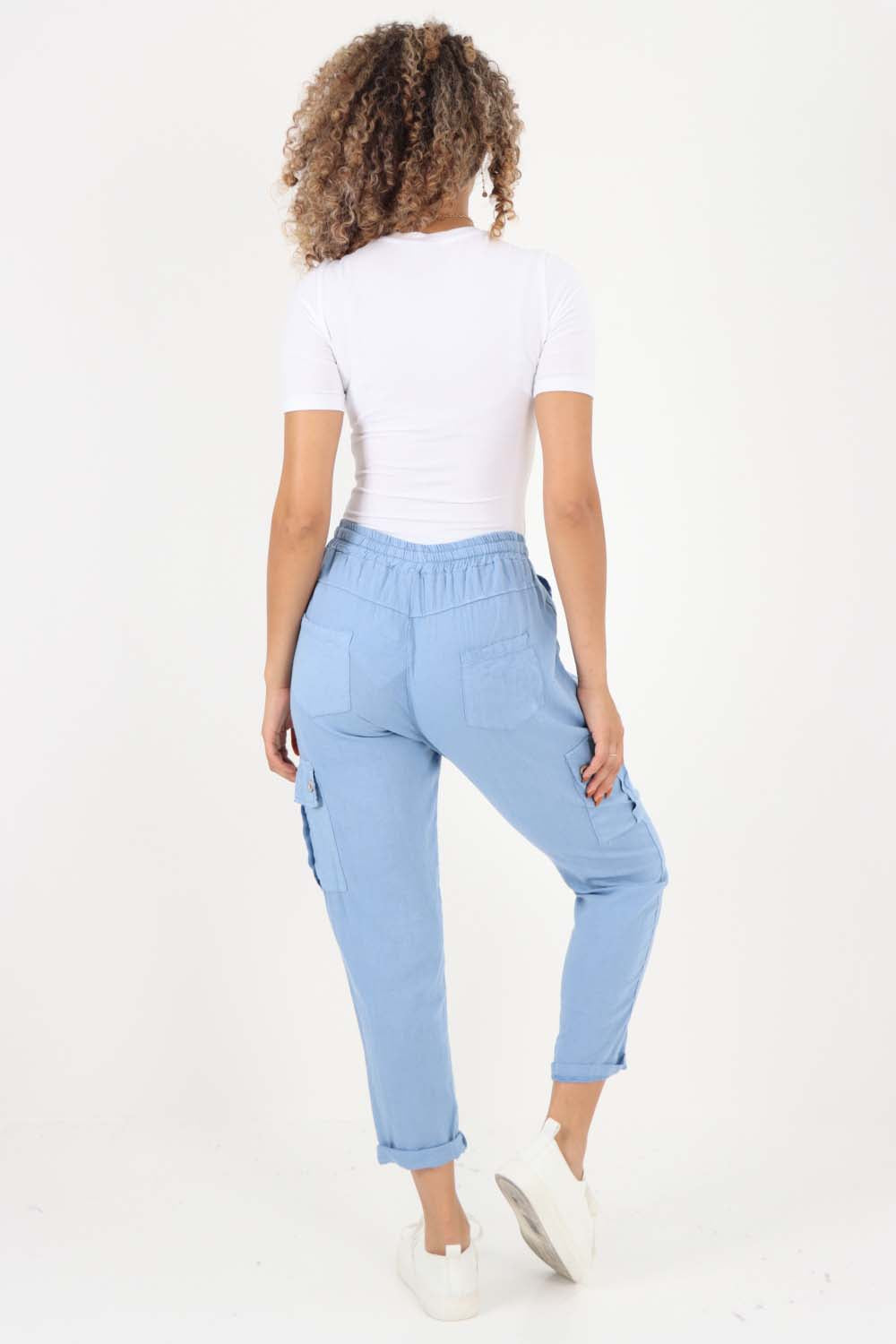 Italian Full Length Linen Cargo Pants
