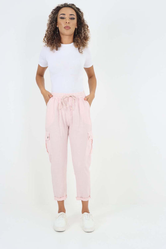 Italian Full Length Linen Cargo Pants