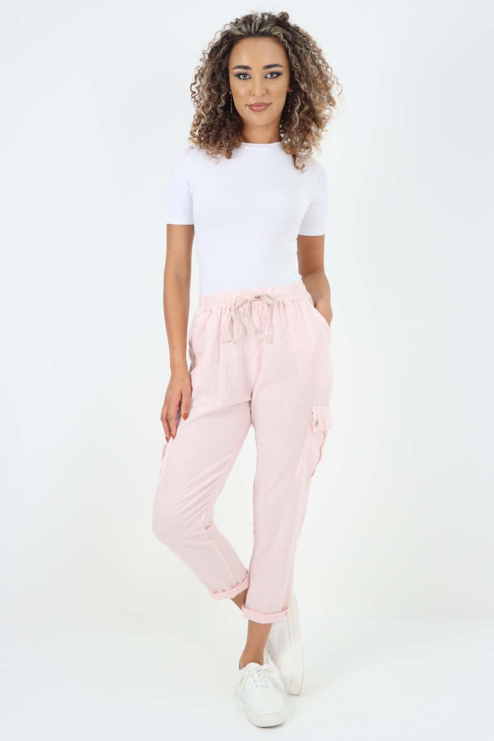 Italian Full Length Linen Cargo Pants