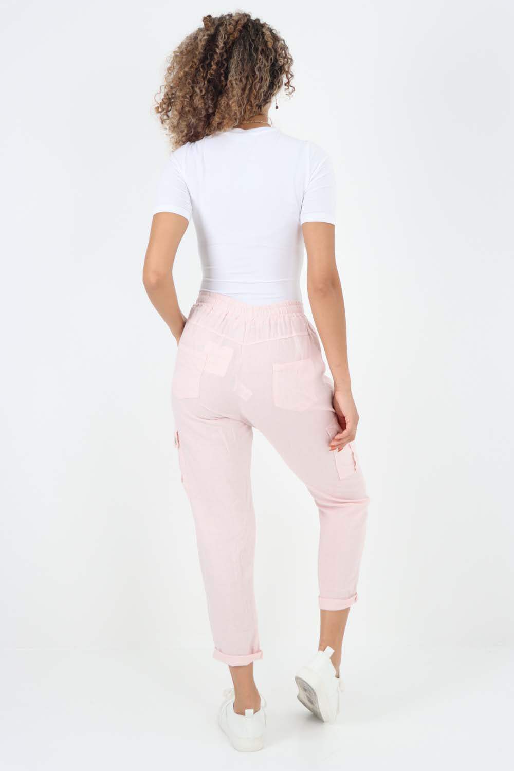 Italian Full Length Linen Cargo Pants