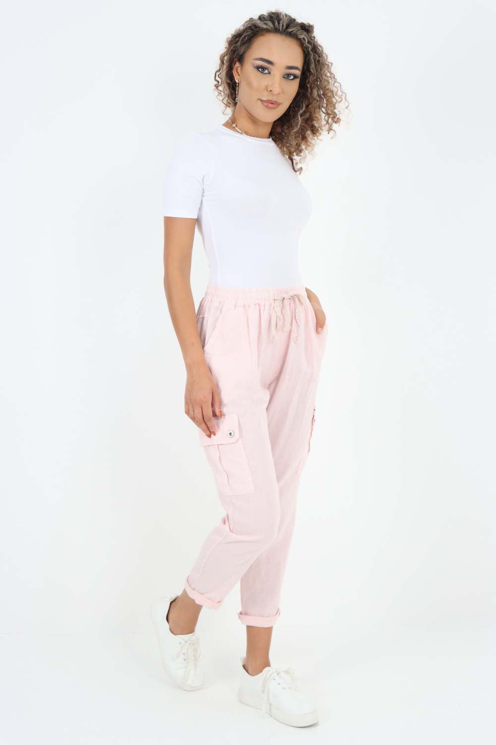 Italian Full Length Linen Cargo Pants
