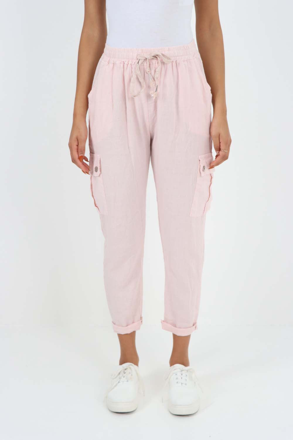 Italian Full Length Linen Cargo Pants