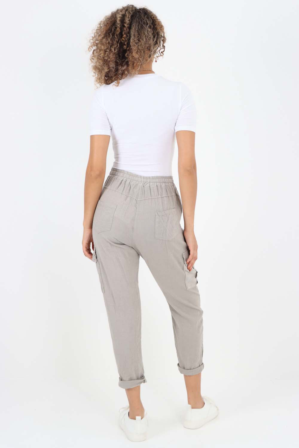 Italian Full Length Linen Cargo Pants