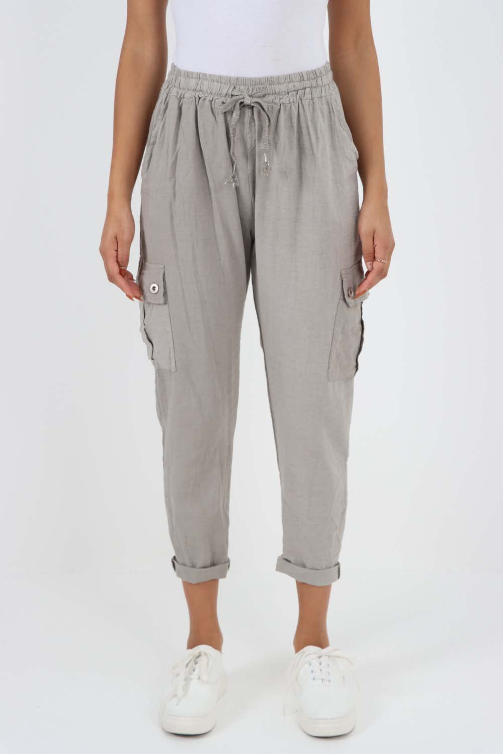 Italian Full Length Linen Cargo Pants