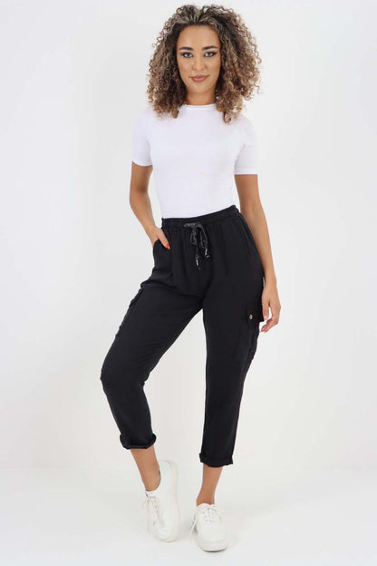 Italian Full Length Linen Cargo Pants