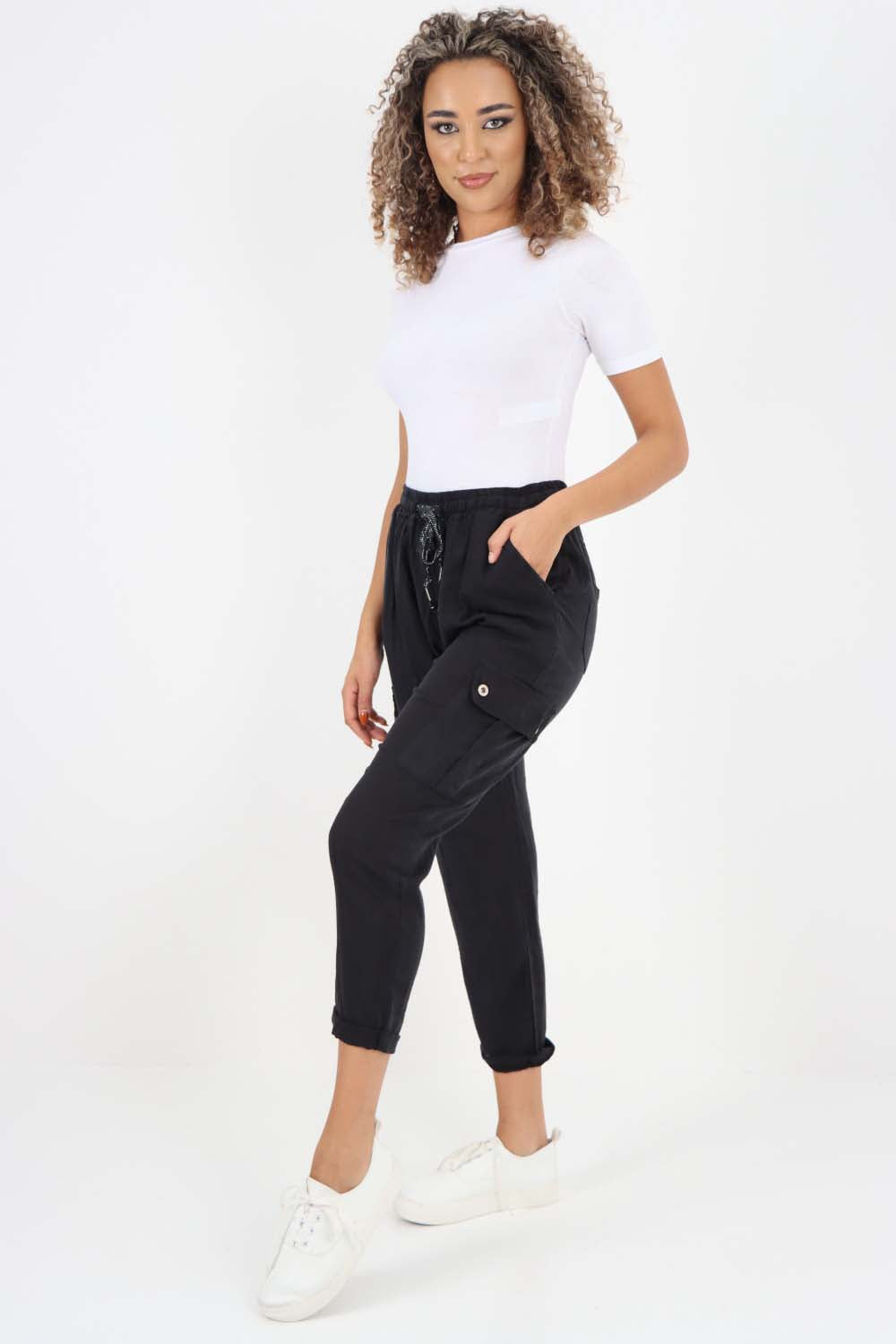 Italian Full Length Linen Cargo Pants