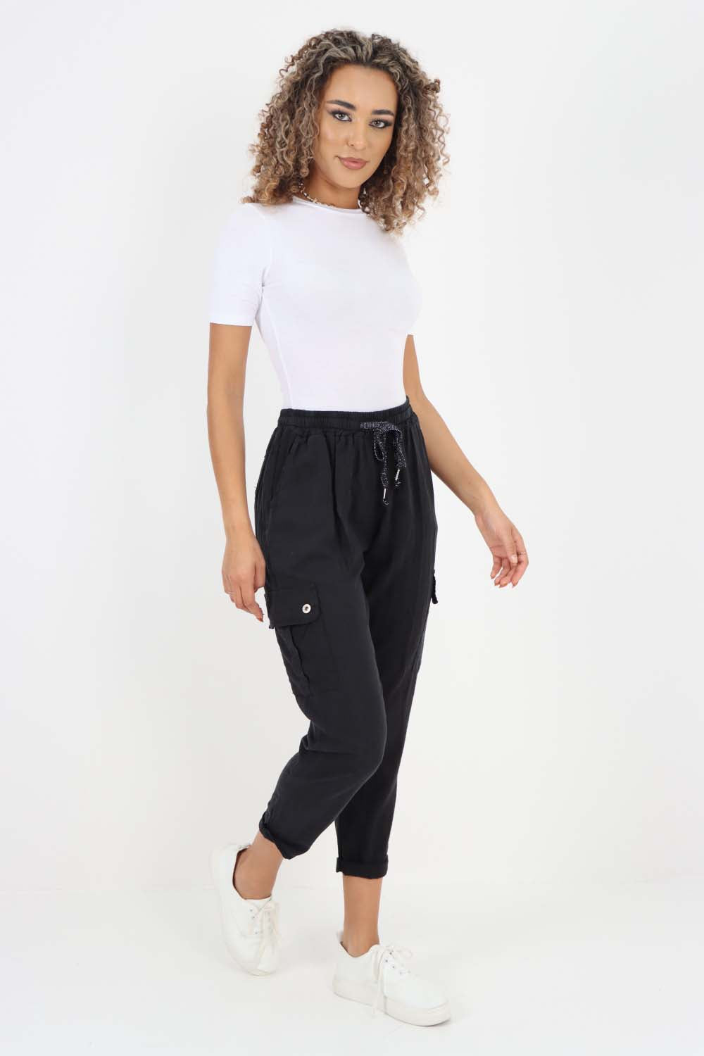 Italian Full Length Linen Cargo Pants