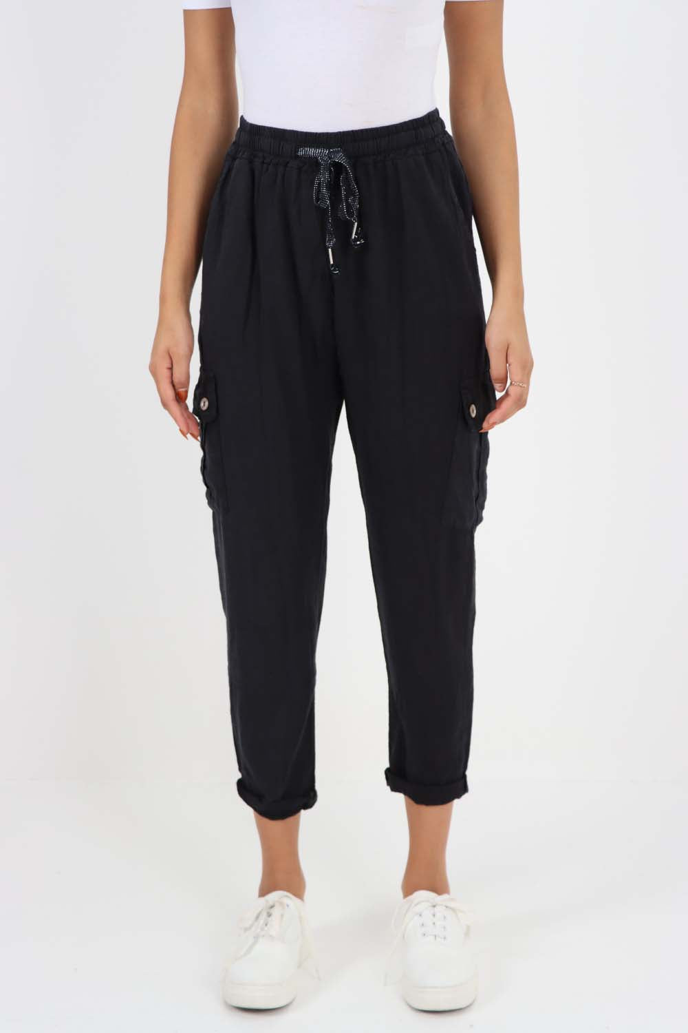 Italian Full Length Linen Cargo Pants