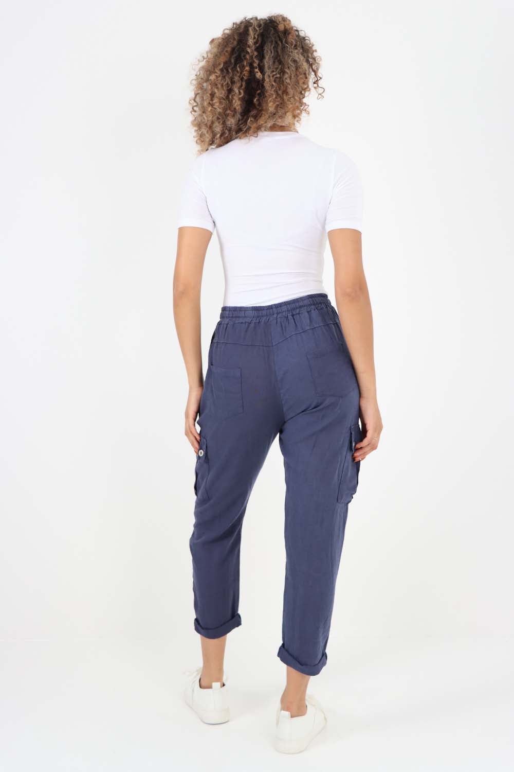 Italian Full Length Linen Cargo Pants