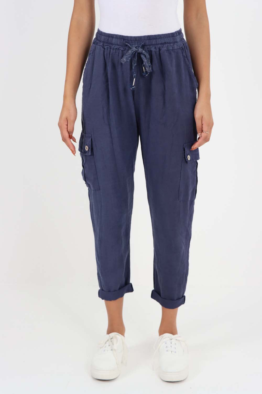 Italian Full Length Linen Cargo Pants