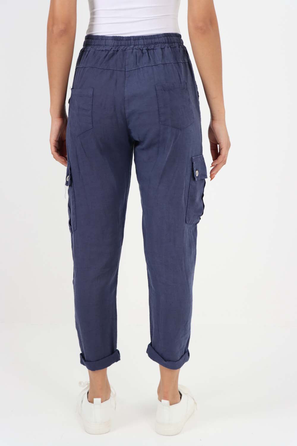 Italian Full Length Linen Cargo Pants