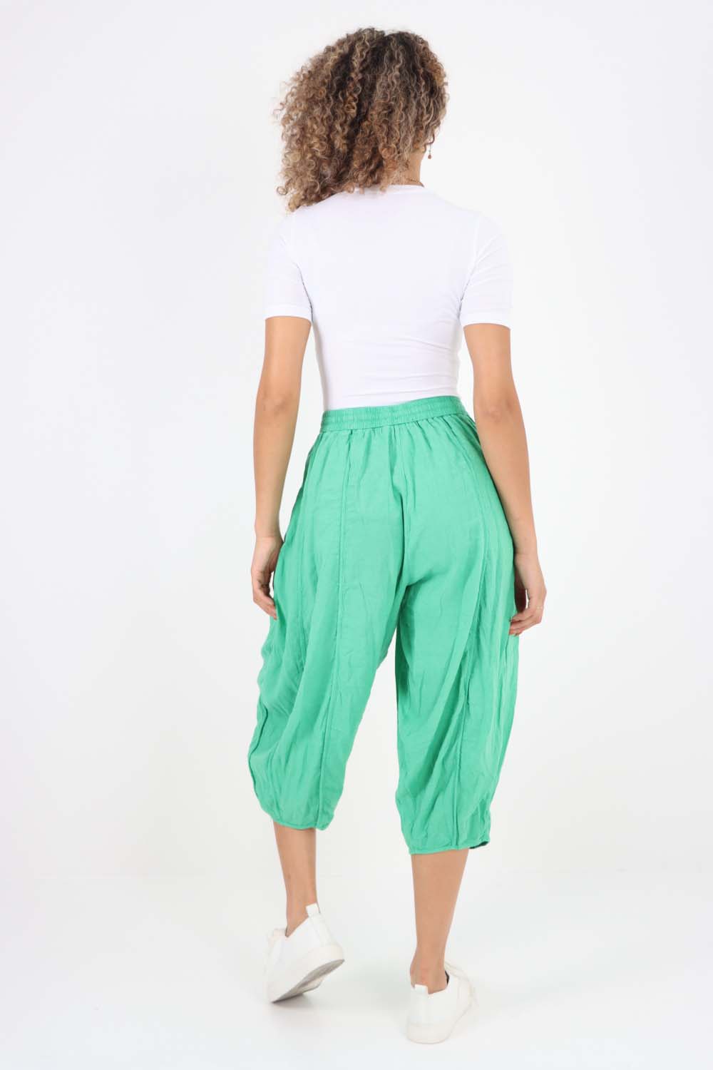 Italian Panelled 3/4 Length Linen Joggers