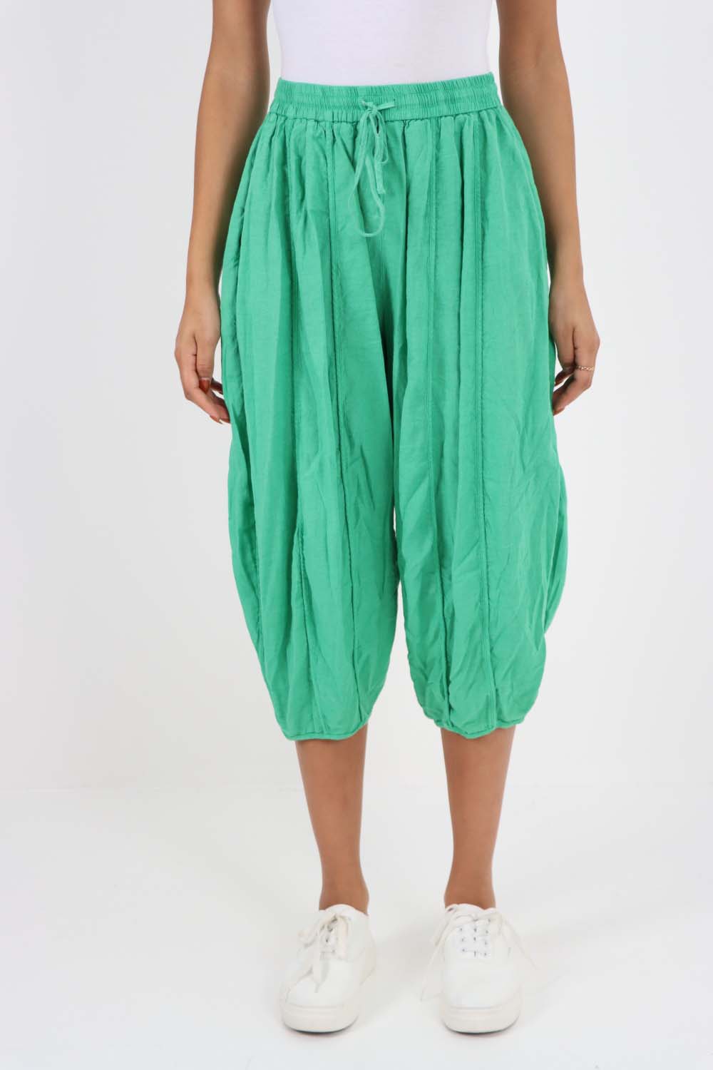 Italian Panelled 3/4 Length Linen Joggers