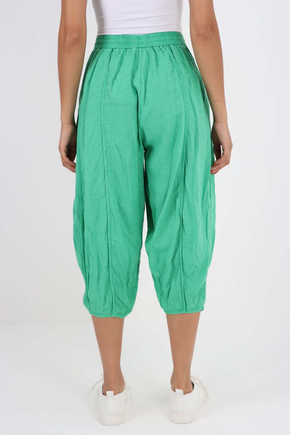 Italian Panelled 3/4 Length Linen Joggers