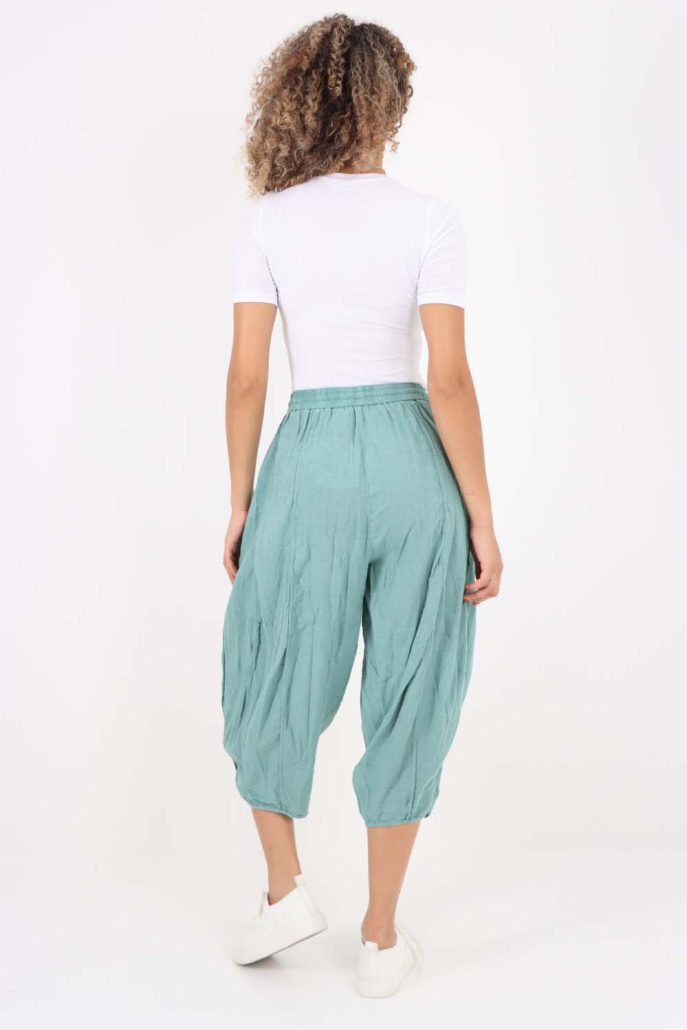 Italian Panelled 3/4 Length Linen Joggers