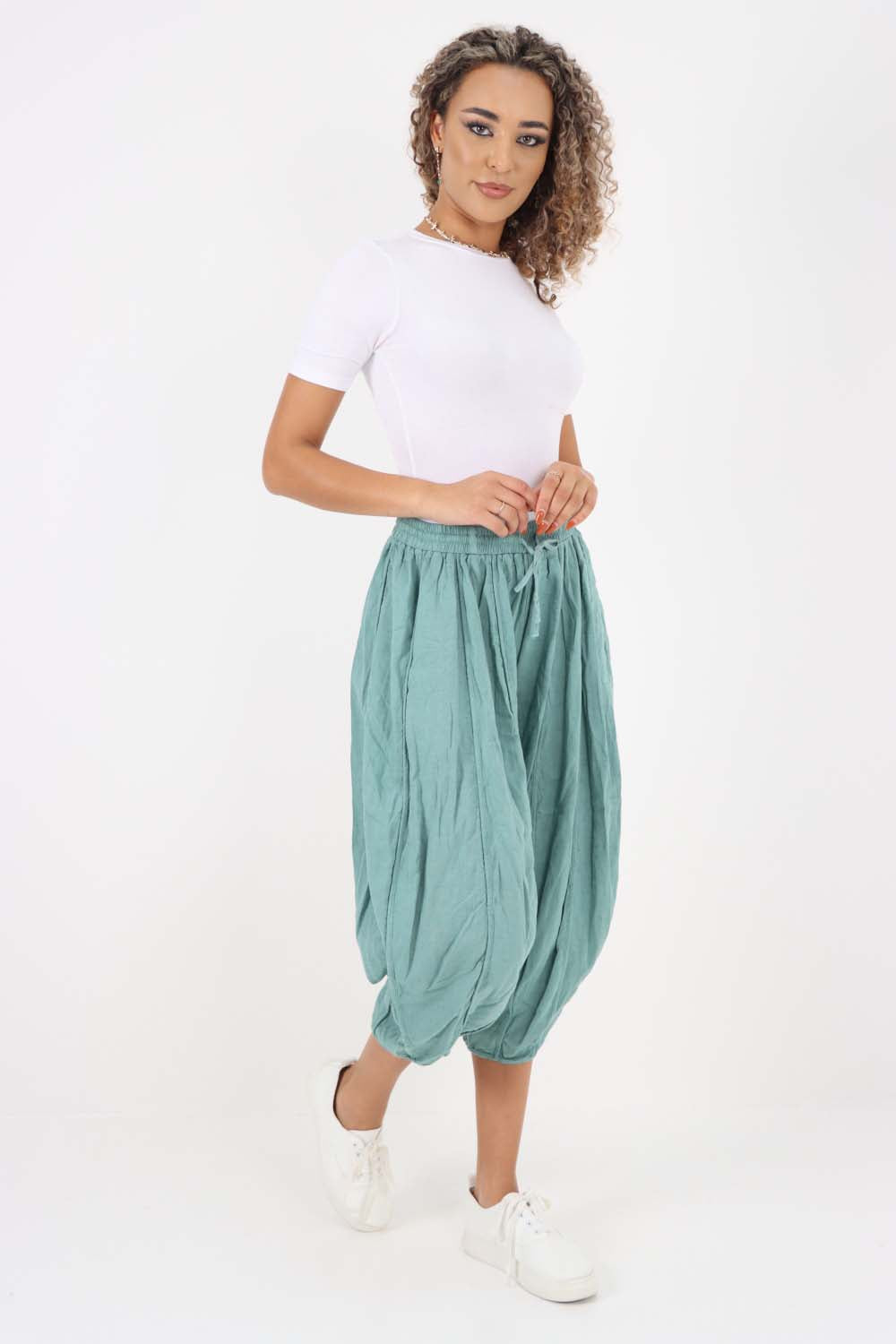 Italian Panelled 3/4 Length Linen Joggers