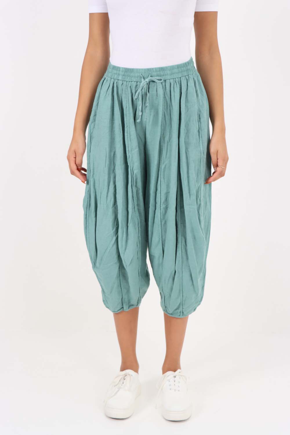 Italian Panelled 3/4 Length Linen Joggers