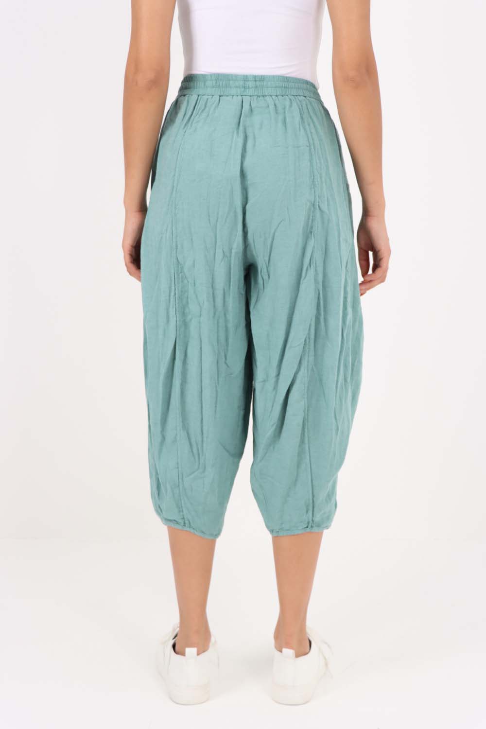 Italian Panelled 3/4 Length Linen Joggers