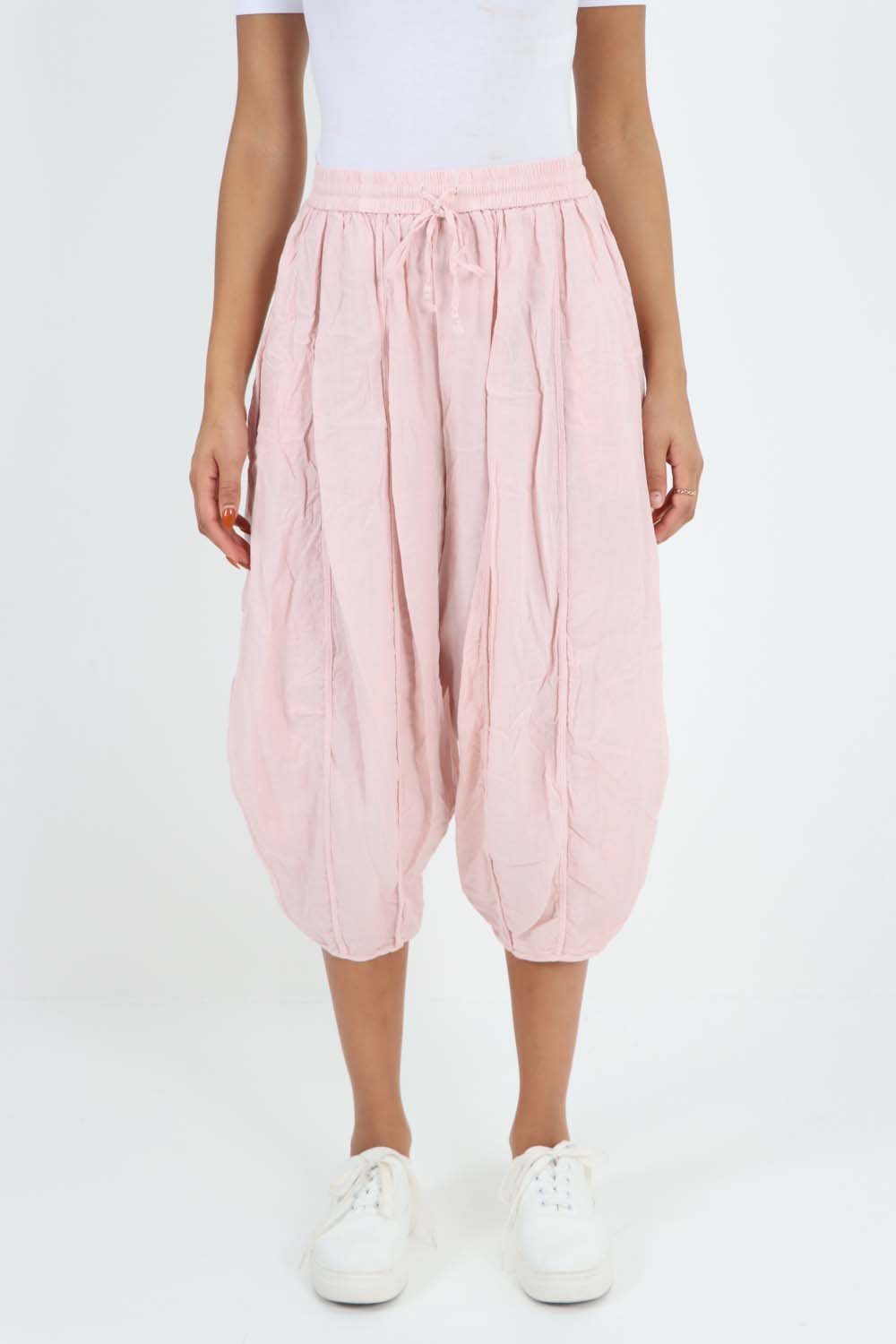 Italian Panelled 3/4 Length Linen Joggers