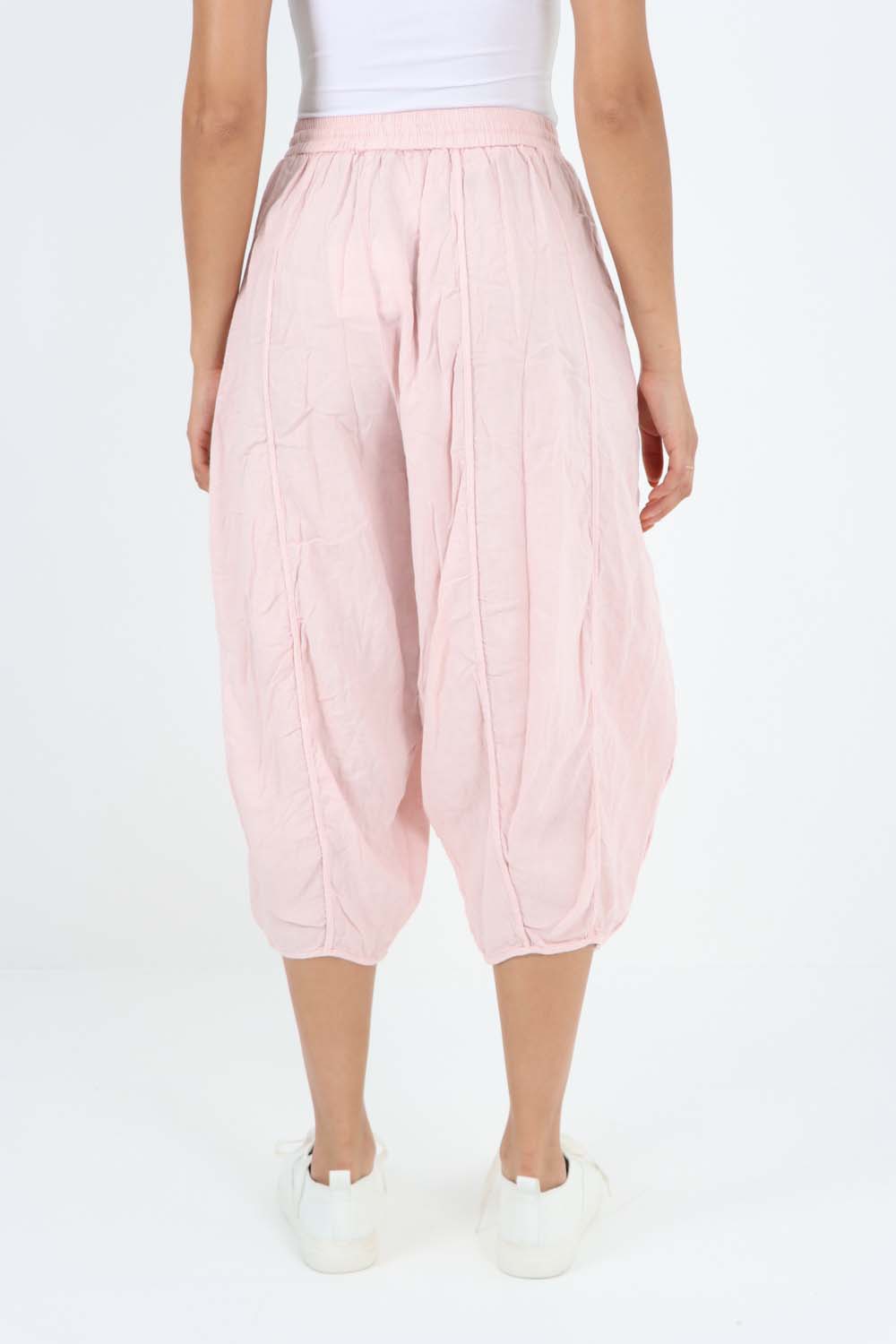 Italian Panelled 3/4 Length Linen Joggers