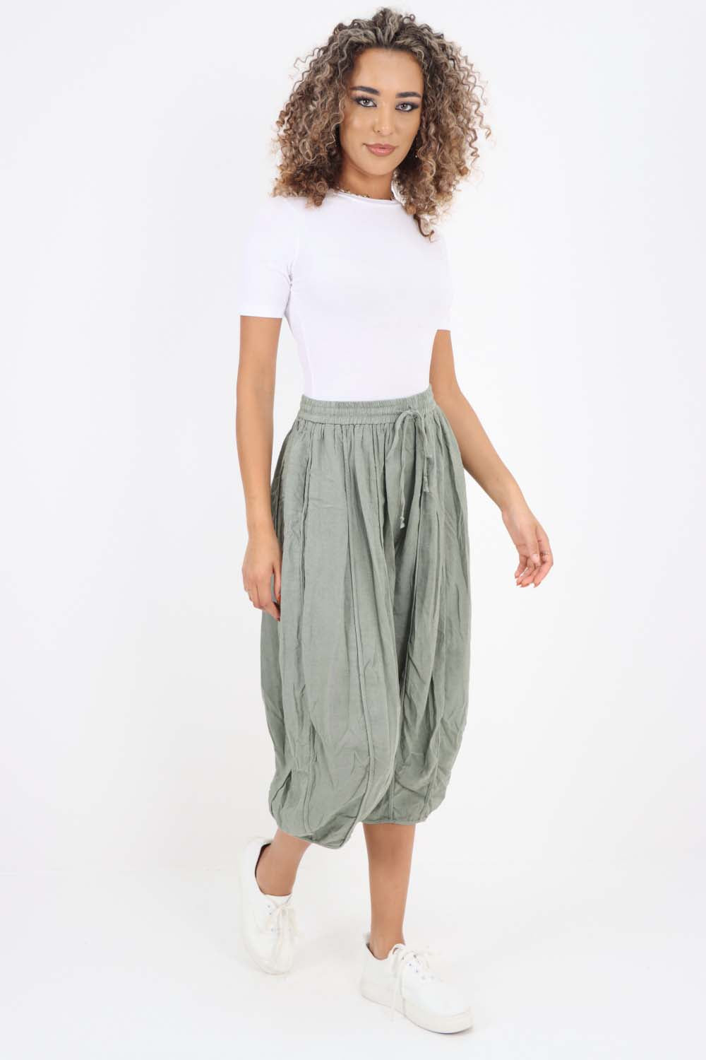 Italian Panelled 3/4 Length Linen Joggers