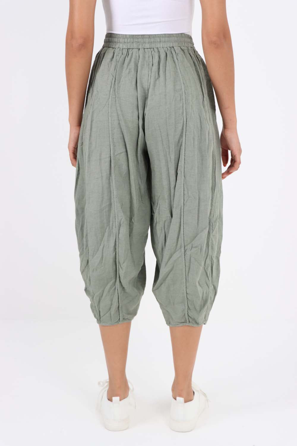 Italian Panelled 3/4 Length Linen Joggers
