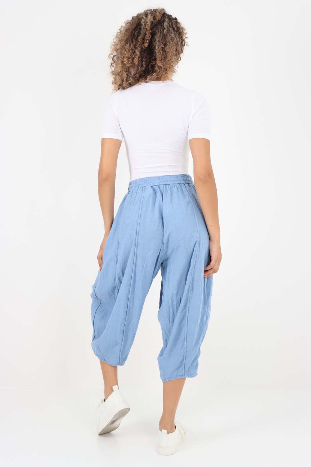 Italian Panelled 3/4 Length Linen Joggers