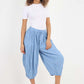 Italian Panelled 3/4 Length Linen Joggers