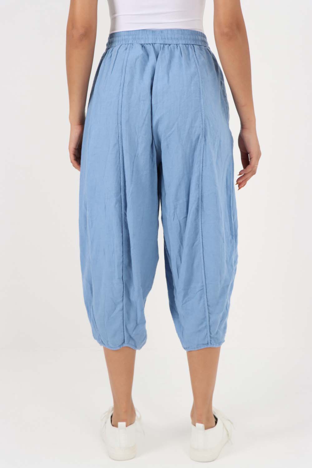 Italian Panelled 3/4 Length Linen Joggers