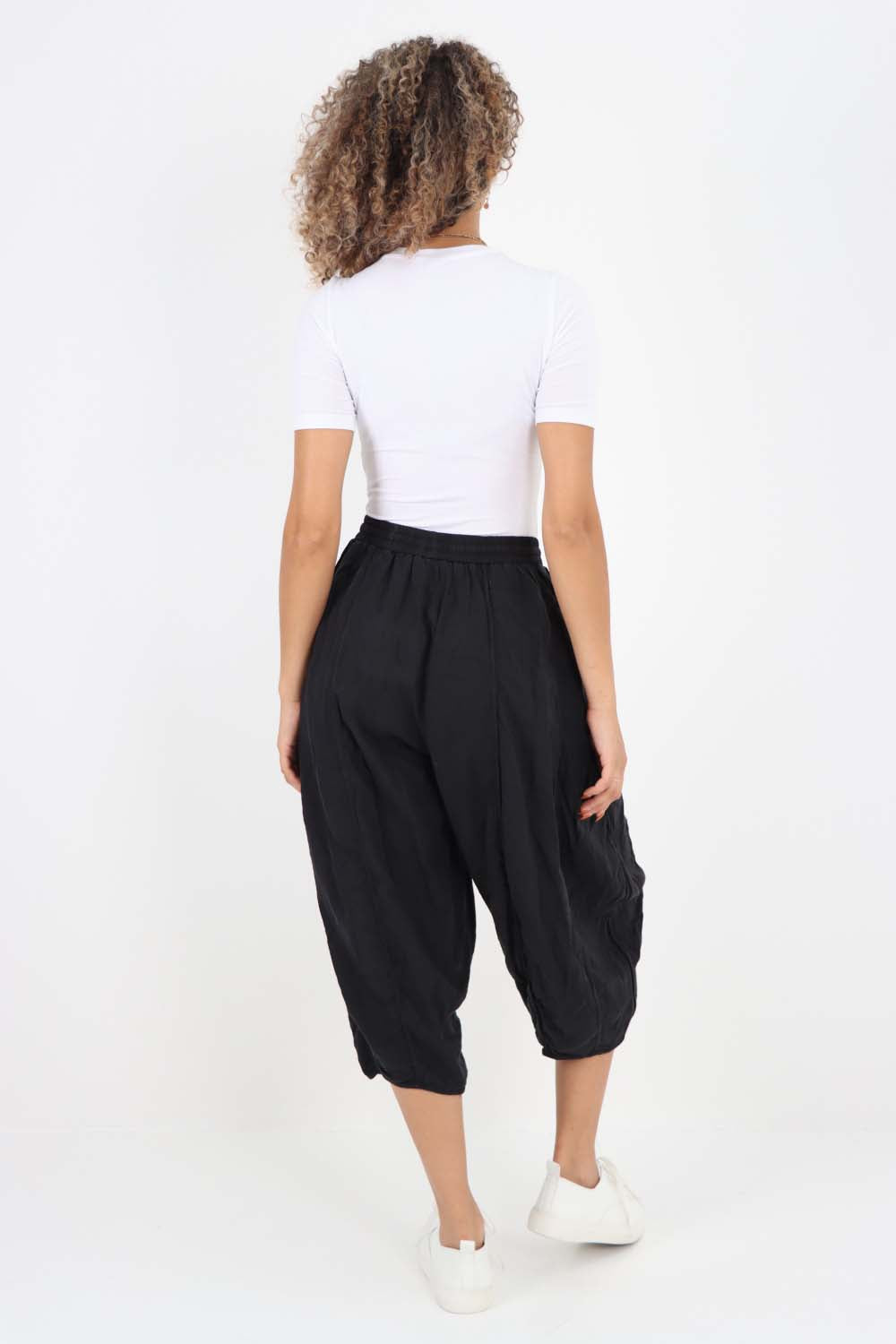Italian Panelled 3/4 Length Linen Joggers