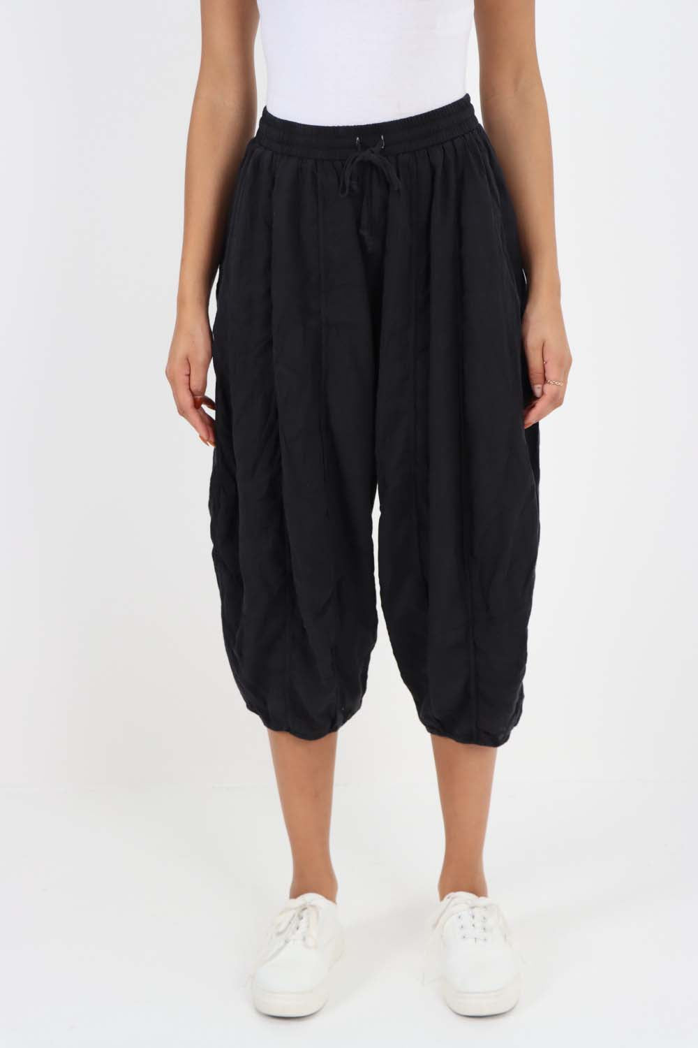 Italian Panelled 3/4 Length Linen Joggers