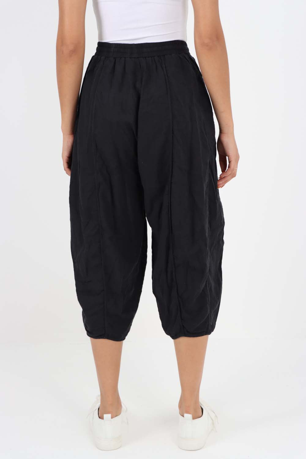 Italian Panelled 3/4 Length Linen Joggers