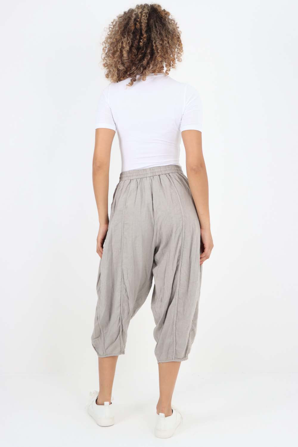 Italian Panelled 3/4 Length Linen Joggers