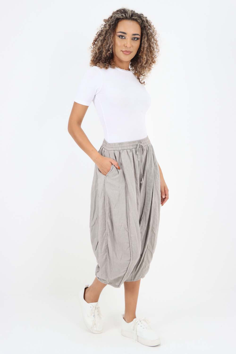 Italian Panelled 3/4 Length Linen Joggers