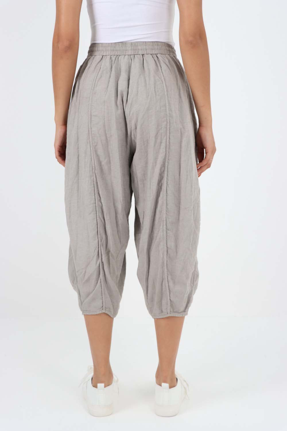Italian Panelled 3/4 Length Linen Joggers