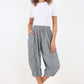 Italian Panelled 3/4 Length Linen Joggers