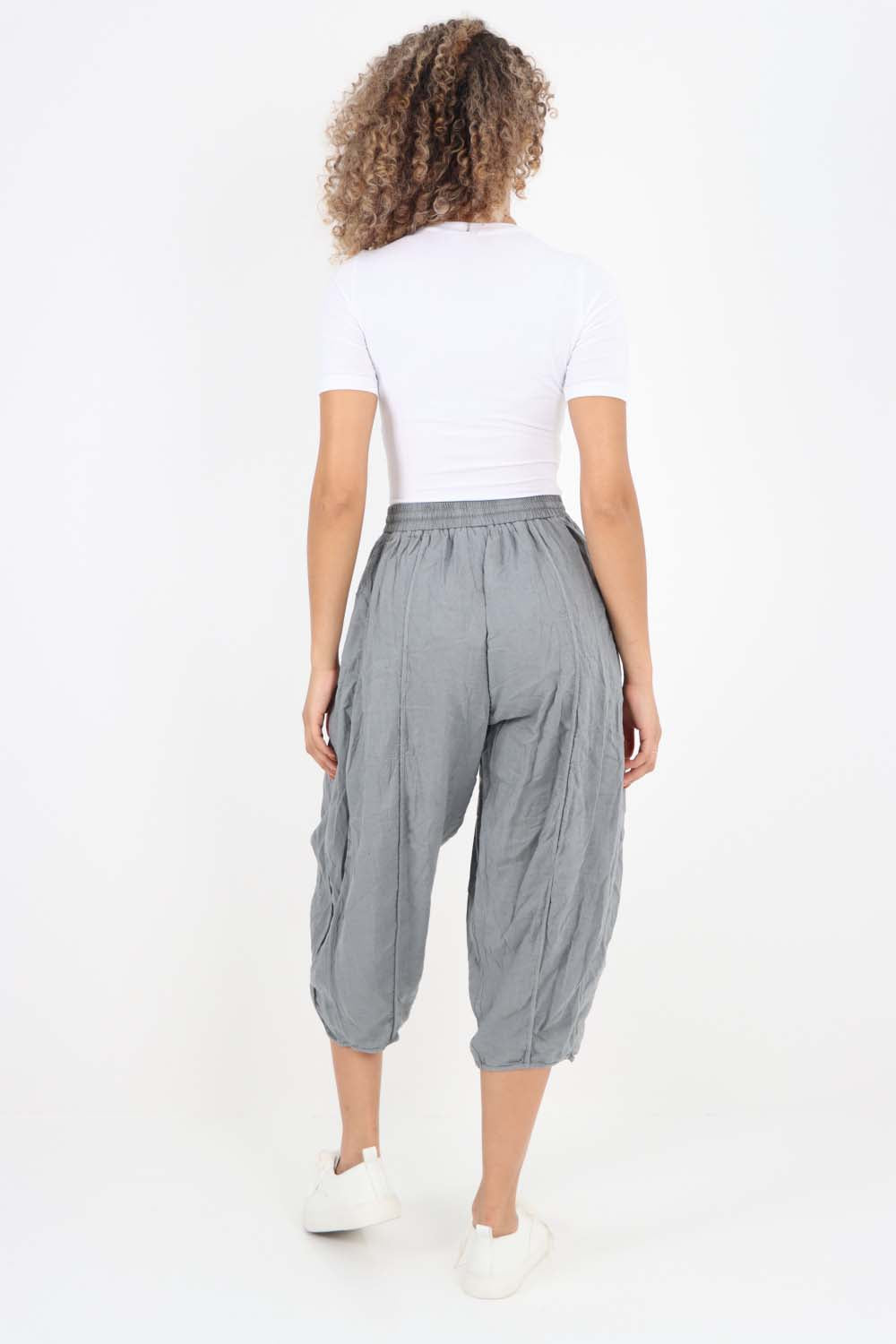 Italian Panelled 3/4 Length Linen Joggers
