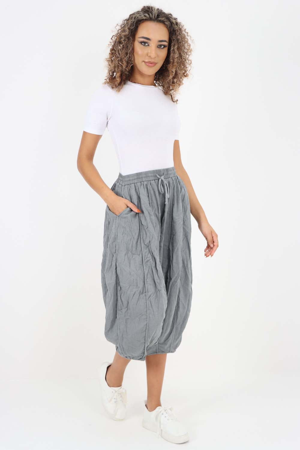 Italian Panelled 3/4 Length Linen Joggers