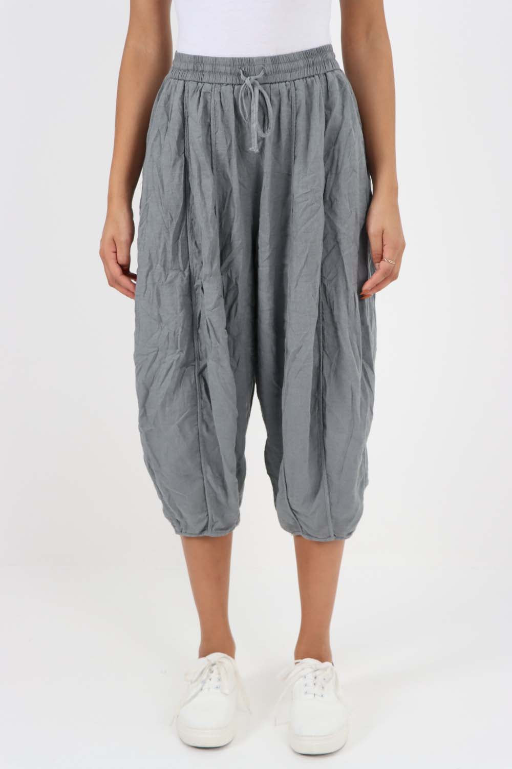 Italian Panelled 3/4 Length Linen Joggers