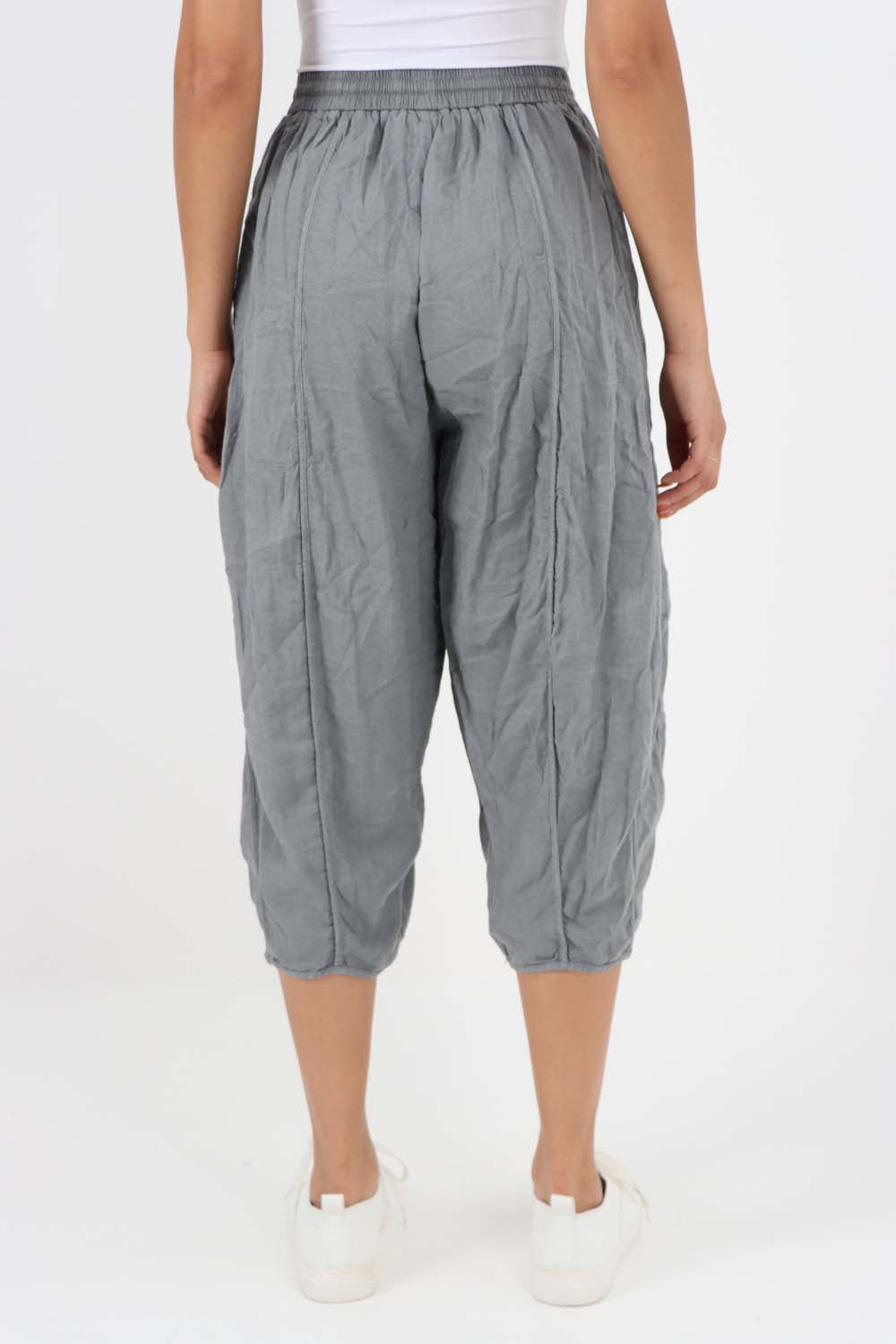 Italian Panelled 3/4 Length Linen Joggers