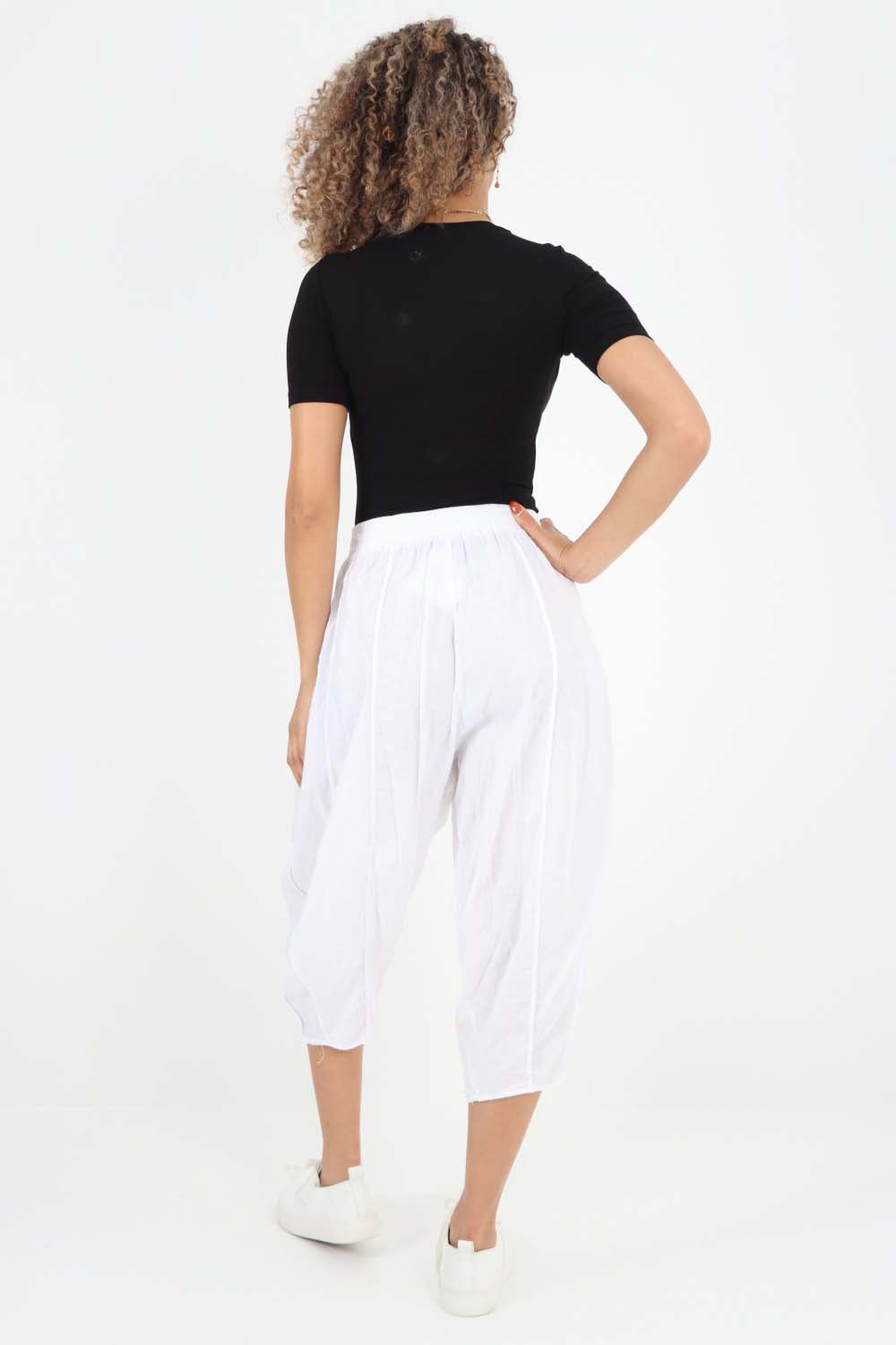 Italian Panelled 3/4 Length Linen Joggers