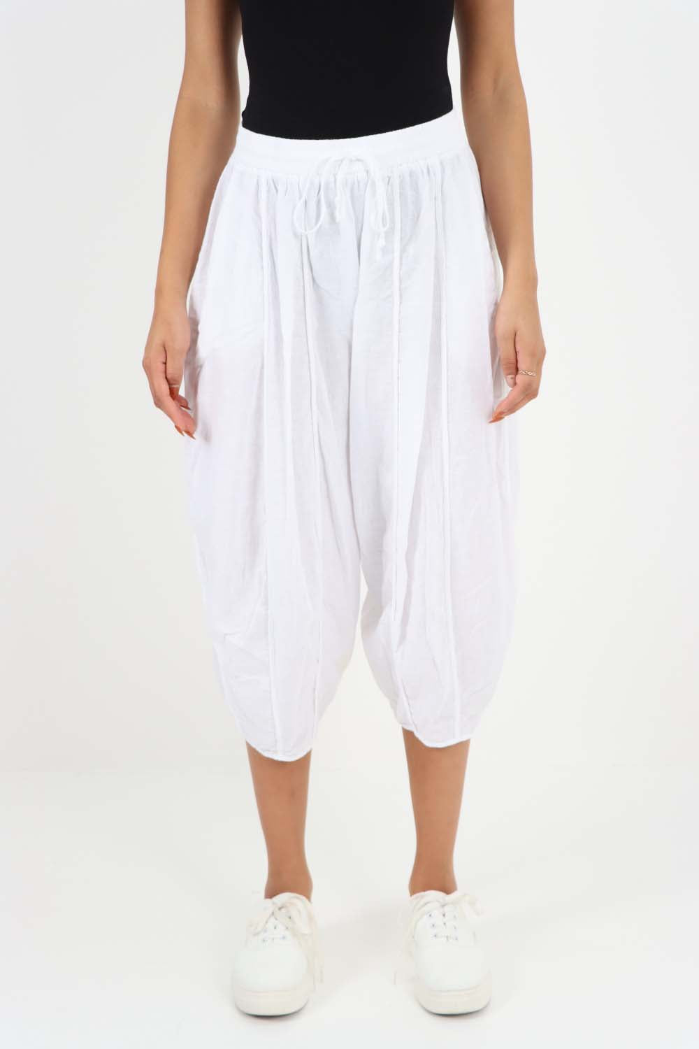 Italian Panelled 3/4 Length Linen Joggers