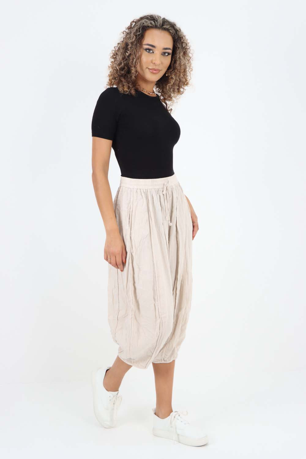 Italian Panelled 3/4 Length Linen Joggers
