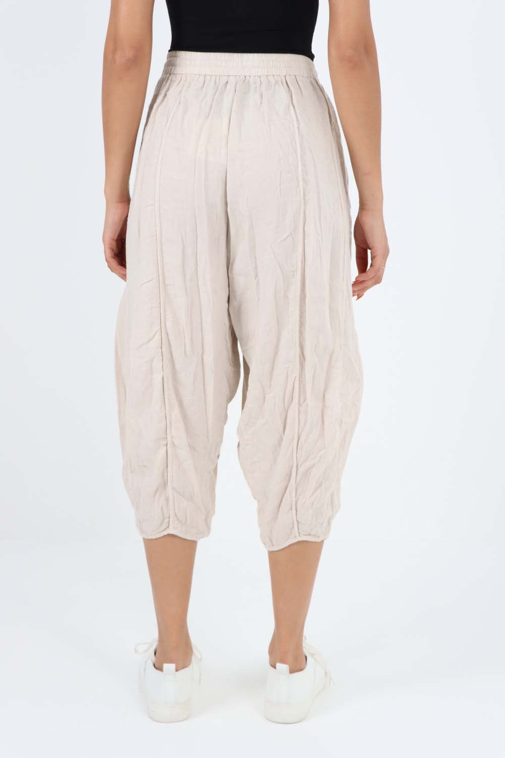 Italian Panelled 3/4 Length Linen Joggers