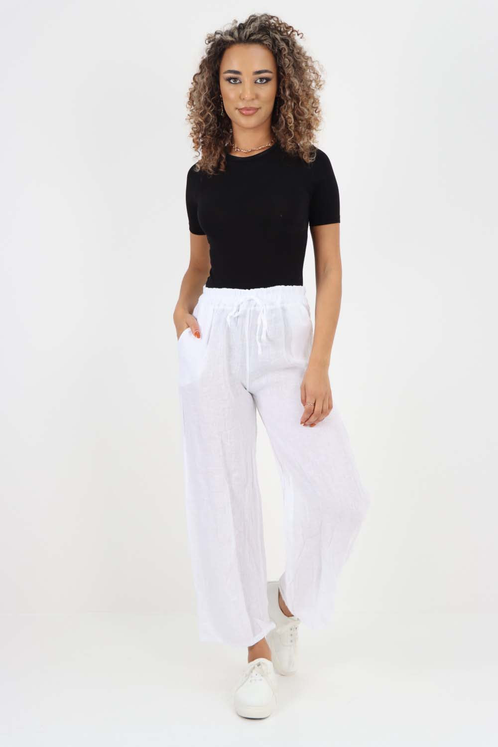 Italian Plain Linen Palazzo Trouser