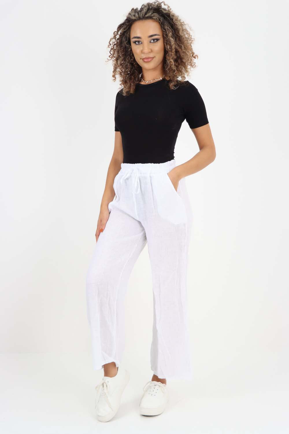 Italian Plain Linen Palazzo Trouser